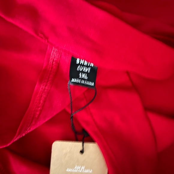 SHEIN red a-line dress with tie back of neck, size 1X, new with tags - Picture 5 of 8